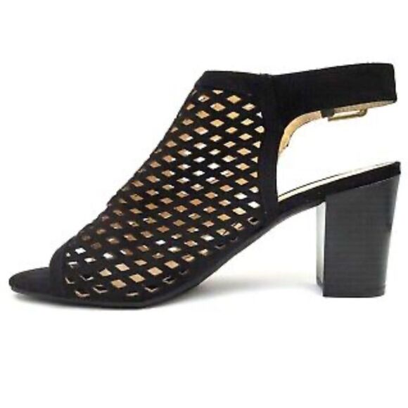 Unisa Black Suede Open Toe Thick Heels- Size 8.5 - Picture 2 of 6